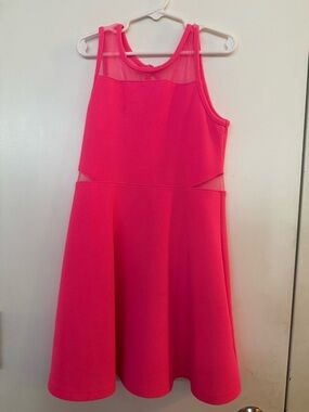 The Children's Place Neon Pink Mesh-Panel Fit & Flare Dress